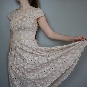 Jones New York Tan Eyelet Spring Dress